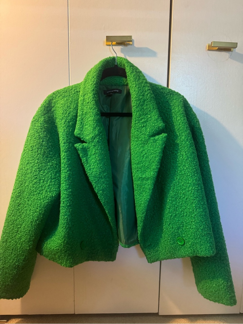 Windsor Vibrant Green Teddy Bouclé Cropped Jacket